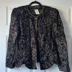Black Velvet Metallic Embroidered Evening Jacket